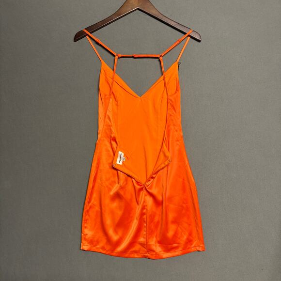Superdown‎ Nicole Vibrant Satin Orange Sleeveless Mini Dress XXS - Picture 2 of 13